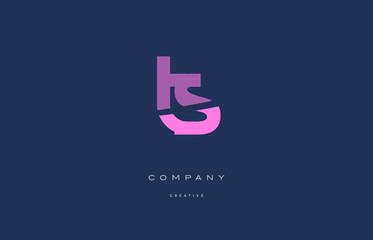 ts t s  pink blue alphabet letter logo icon