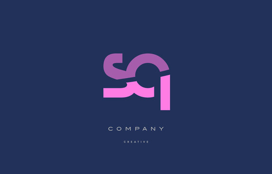 sq s q  pink blue alphabet letter logo icon