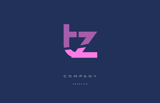 tz t z  pink blue alphabet letter logo icon