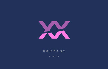 xx x x  pink blue alphabet letter logo icon