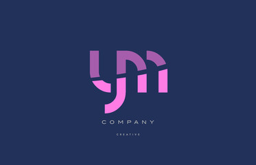 ym y m  pink blue alphabet letter logo icon