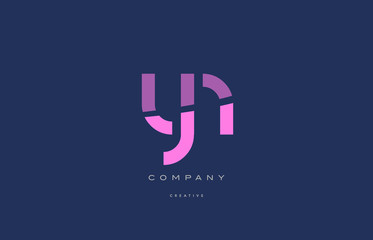 yn y n  pink blue alphabet letter logo icon - obrazy, fototapety, plakaty