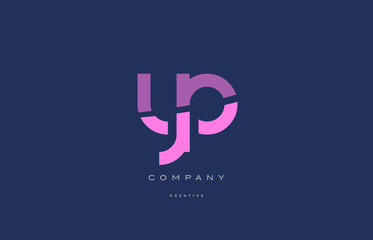 yp y p  pink blue alphabet letter logo icon