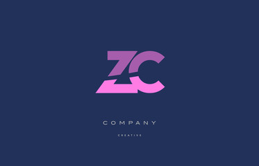 zc z c  pink blue alphabet letter logo icon