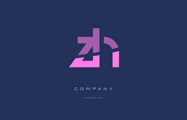 zh z h  pink blue alphabet letter logo icon