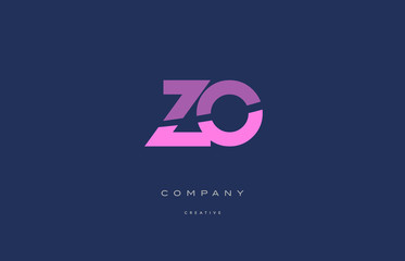 zo z o  pink blue alphabet letter logo icon