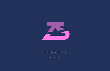 zs z s  pink blue alphabet letter logo icon
