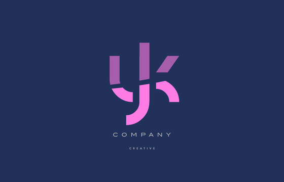 yk y k  pink blue alphabet letter logo icon