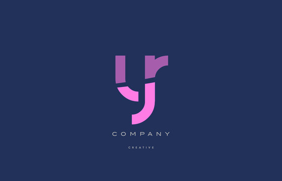 yr y r  pink blue alphabet letter logo icon