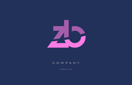 zb z b  pink blue alphabet letter logo icon