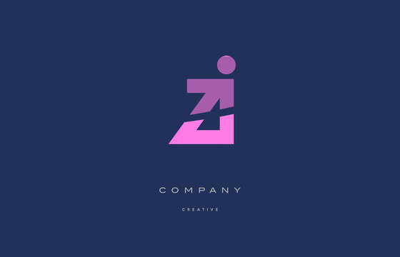 zi z i  pink blue alphabet letter logo icon