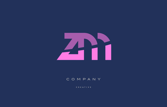 zm z m  pink blue alphabet letter logo icon