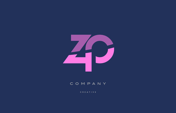 zp z p  pink blue alphabet letter logo icon