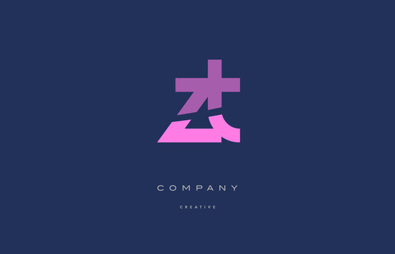 zt z t  pink blue alphabet letter logo icon