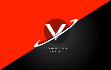 v red black technology alphabet company letter logo icon