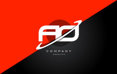 ao a o  red black technology alphabet company letter logo icon