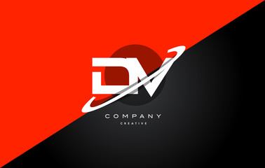 dv d v  red black technology alphabet company letter logo icon