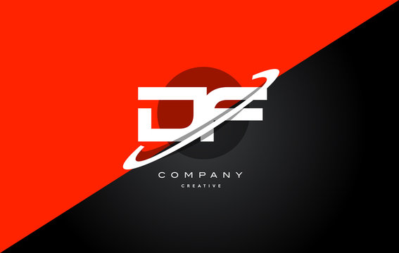 df d f  red black technology alphabet company letter logo icon