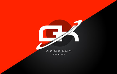 gk g k  red black technology alphabet company letter logo icon