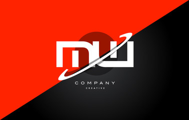 mw m w  red black technology alphabet company letter logo icon