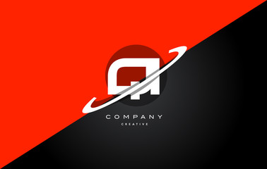 qi q i  red black technology alphabet company letter logo icon