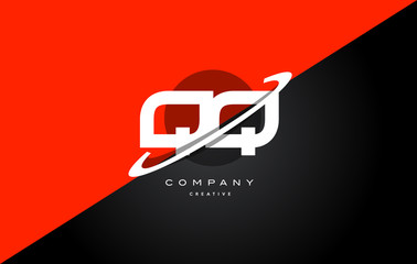 Fototapeta na wymiar qq q q red black technology alphabet company letter logo icon