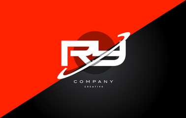 ry r y  red black technology alphabet company letter logo icon - obrazy, fototapety, plakaty