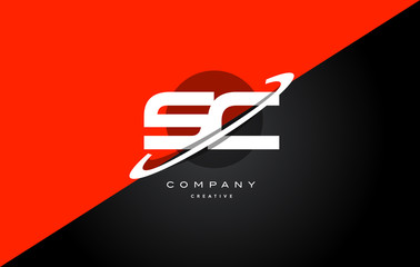 sc s c  red black technology alphabet company letter logo icon