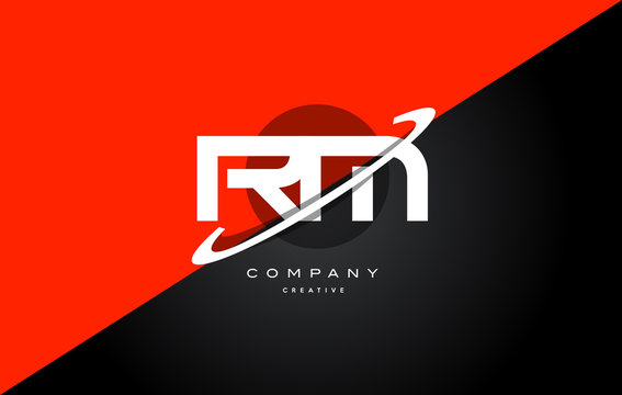 rm r m  red black technology alphabet company letter logo icon