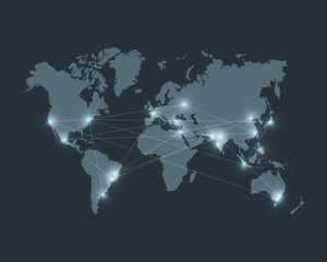 World vector map with connetcions. Web connection concept