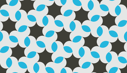 Seamless black blue and white op art hexagonal illusion pattern vector