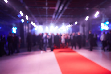 Abstract blurred people in press conference event, business concept