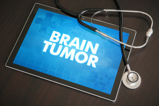 Brain Tumor (cancer Type) Diagnosis Medical Concept On Tablet Screen With Stethoscope