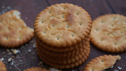 Homemade Food - crunchy biscuits on wooden background