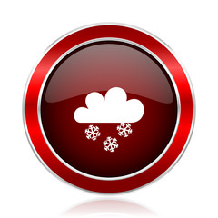 Red glossy vector web icon.