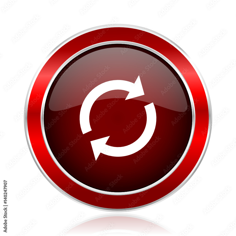 Poster Reload red silver metallic web and smartphone vector icon isolated on white background.