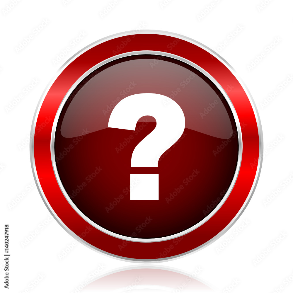 Poster Question mark red silver metallic web and smartphone vector icon isolated on white background.