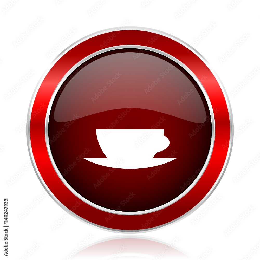Aufkleber espresso red round glossy vector web icon. circle modern design chrome metal border abstract sign fo