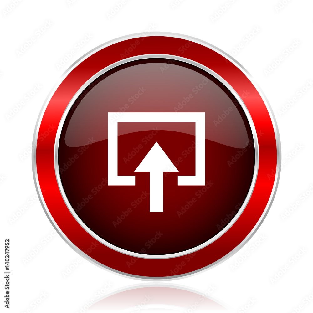 Leinwandbilder enter red round glossy vector web icon. circle modern design chrome metal border abstract sign for s