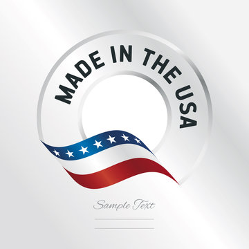 Made in USA transparent logo icon silver background
