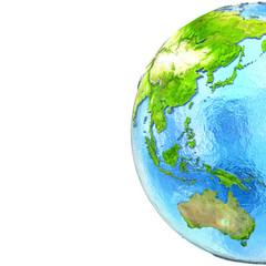 East Asia and Australia on model of Earth