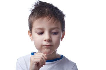 Boy searching for idea find solution.