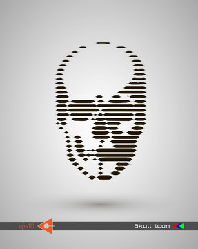 Vector halftone skulls. Skull icon. Symbol of death, danger, war, death, pirate. Object on a white background.