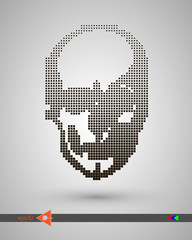 Vector halftone skulls. Skull icon. Symbol of death, danger, war, death, pirate. Object on a white background.