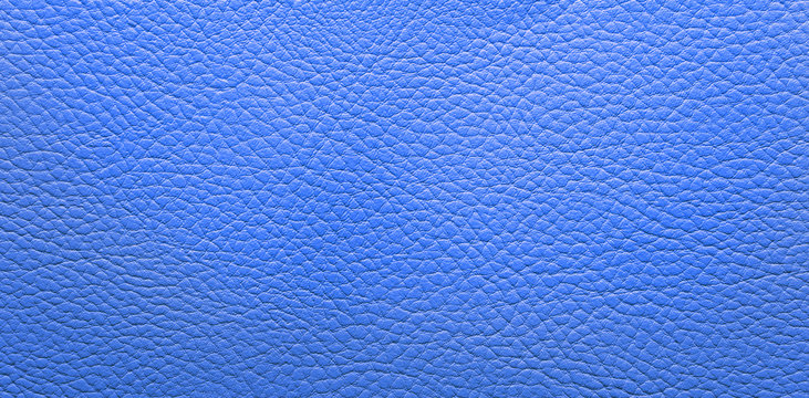 Blue leather background. Panorama.