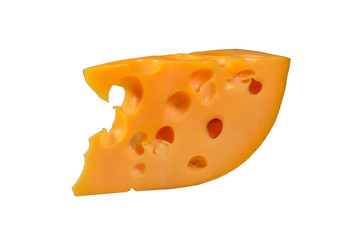 Piece of cheese isolated on a white background