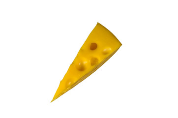 Piece of cheese isolated on a white background