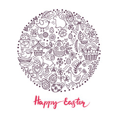 Cartoon vector hand drawn Doodle Happy Easter illustration.