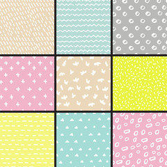 Hand Drawn seamless pattern collection. Simple texture for background
