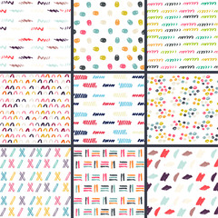Hand Drawn seamless pattern collection. Simple texture for background
